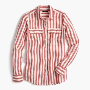 J Crew Red Stripe Linen Button Down, 2